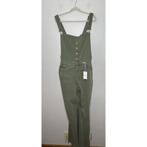 Judy Blue Flare Bib Overalls Green Dark Wash Boho Stretch Buttons Size 3XL NWT